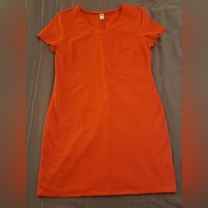 Old Navy Red-Orange V-Neck Short Sleeve Dress